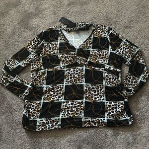Forbidden Society Chain Link Animal Print Choker Blouse SIZE 2X
